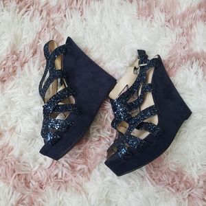 Glittery Blue Platform Sandals Nine West